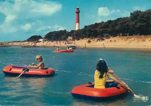 Postcard France La Palmyre les Mathes beach and lighthouse