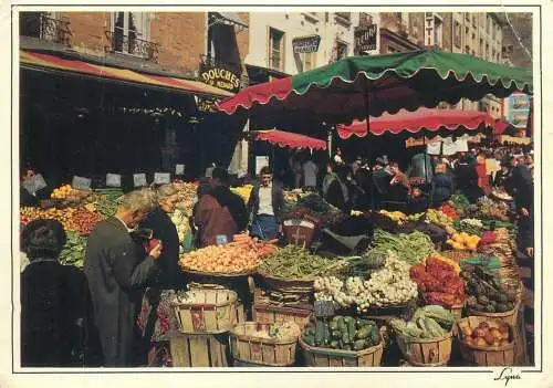 Postcard France Paris la rue Mouffetard 1994 market