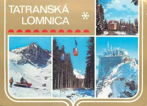 Postcard Slovakia Vysoké Tatry multi view High Tatras mountains ski resort Tatranská Lomnica teleferique