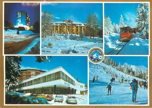 Postcard Slovakia Vysoké Tatry hotel multi view tram