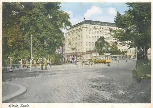 Postcard Germany Halle Saale tram