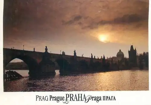 Postcard Czech republic Prague bridge