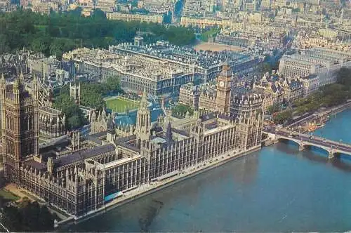 Postcard UK England London Parliament aerial 1973