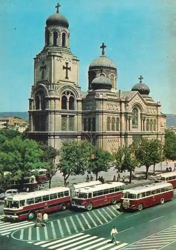 Postcard Bulgaria Varna Ste Vierge cathedrale bus