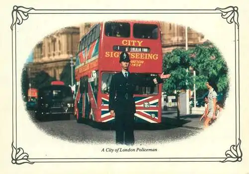 Postcard Uk England London policeman bus