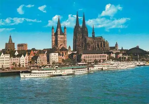 Postcard Germany Koln The Rhine and cathedral 1982