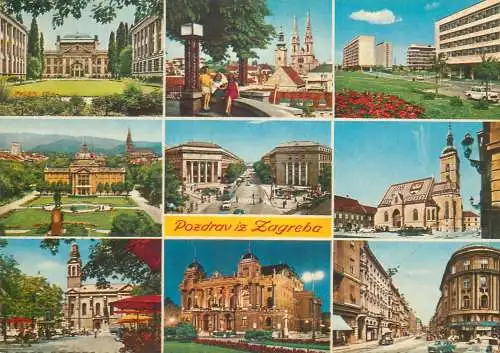 Postcard Croatia Zagreb multi view 1970