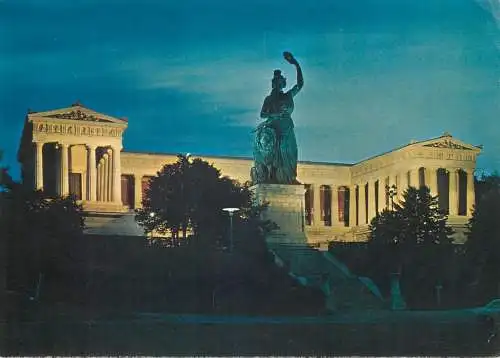 Postcard Germany Munchen Bavaria statue with Panteon 1984