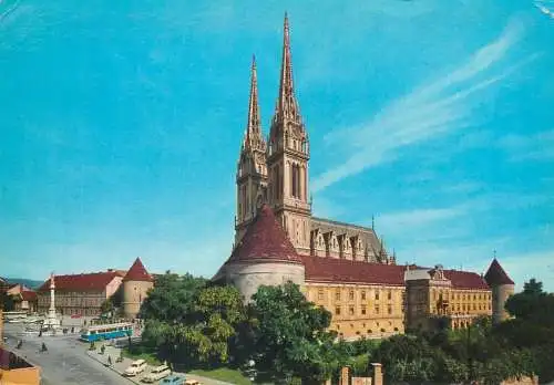 Postcard Croatia Zagreb 1966 cathedral