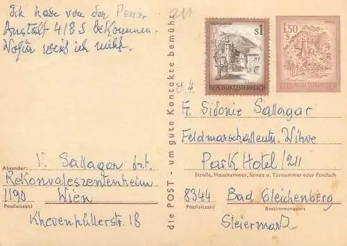 Austria uprated stationery postcard correspondence