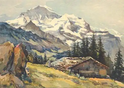 Swiss scenic postcard signed Marc - Jungfrau