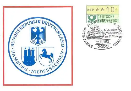 Deutschland Postkarte Bundesrepublik Deutschland Hamburg Niedersachsen 1983