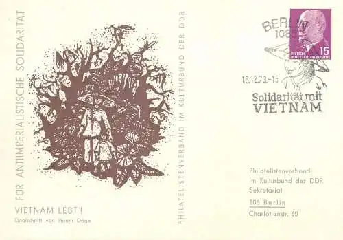 Deutschland Postkarte Solidaritat mit Vietnam