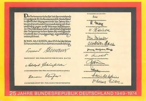 Deutschland Postkarte 26 Jahre Bundesrepublik Deutschland 1949-1974