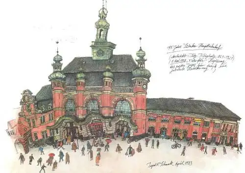 Deutschland Postkarte 75 Jahre Lubeck Bahnhof 1983