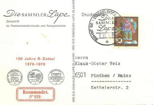 Deutschland Postkarte Die Sammler-Lupe 1970