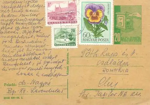 Magyar posta 1969 uprated postal stationery card