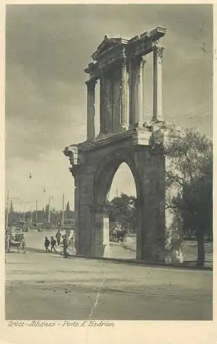 Postcard Greece Athens Hadrianus gate ruins