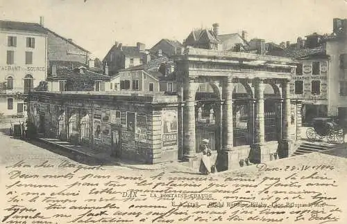 Postcard France DAx la fontaine chaude