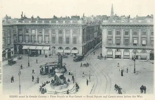 Postcard France Reims avant la Grande Guerre tram Place Royale