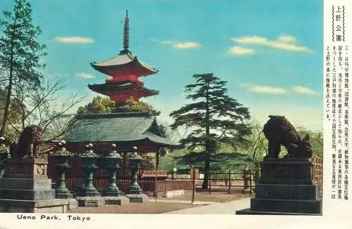 Japan Ueno Park Tokyo air mail postcard to Switzerland 1954