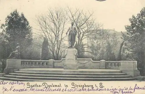 Postcard France Strasbuurg Goethe Denkmal