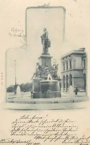 Postcard Switzerland Escher Denkmal 1900