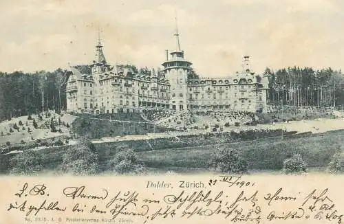 Postcard Switzerland Zurich Dolder castle hotel 1901