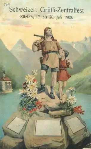 Postcard Switzerland Schweizer Grutli-Zentralfest Zurich 1908