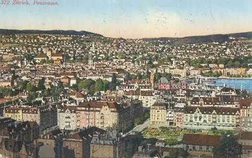 Postcard Switzerland Zurich panorama 1951