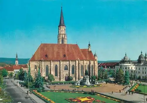 Romania Kruger publishing high quality postcard Cluj St Michael cathedral 1967