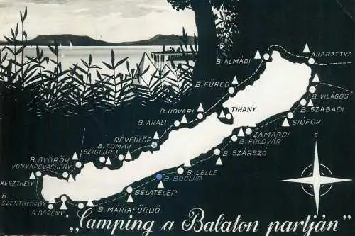 Postcard Hungary Balaton camping 1964