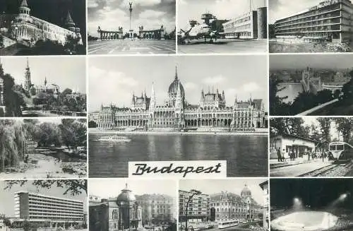 Postcard Hungary Budapest multi view 1964