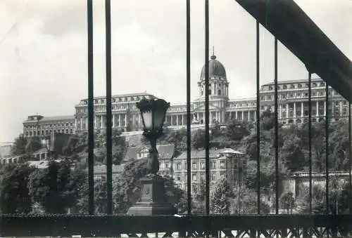Postcard Hungary Budapest castle and bridge 1967