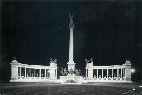 Postcard Hungary Budapest Millenium Heroes square 1963