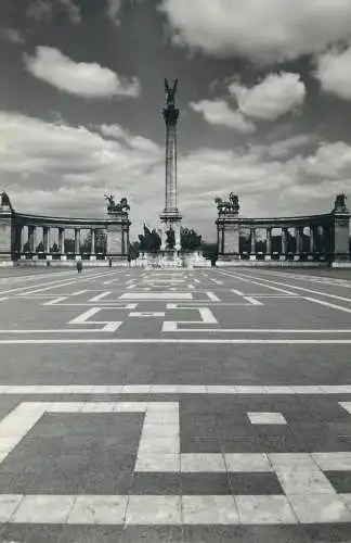 Postcard Hungary Budapest Millenium heroes square 1963