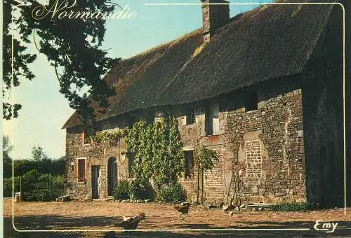 Postcard France Normandie Chaumiere normande