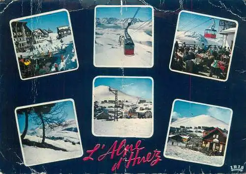 Postcard France l'Alpe d'Huez multi view teleferique