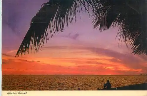 Postcard USA Florida sunset JFK stamp