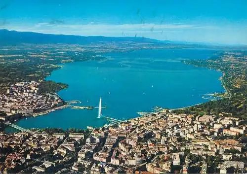 Postcard Switzerland Geneve aerial 1987