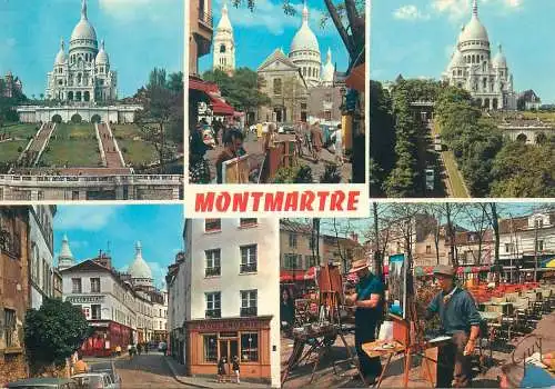 Postcard Fance Paris Montmartre multi view