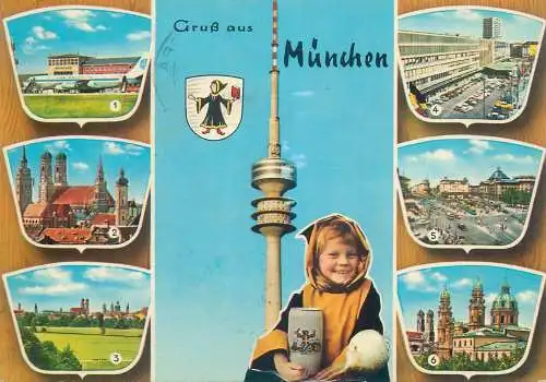 Postcard Germany Munchen 1974 multi view