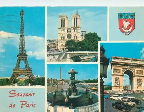 Postcard France Tour Eiffel Paris multi view