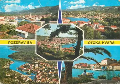 Postcard Croatia Hvar multi view 1979