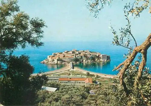 Postcard Montenegro Sveti Stefan Budva