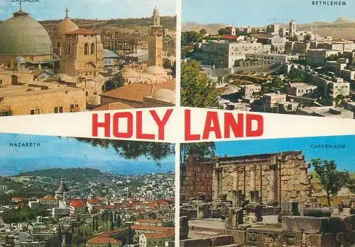 Postcard Israel Jerusalem 1973 multi view Holy Land