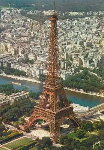 Postcard France Paris tour Eiffel aerial view 1965