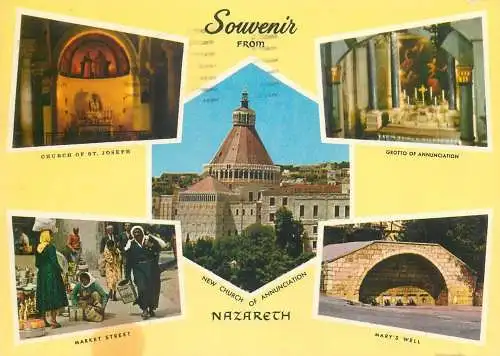 Postcard Israel Nazareth multi view
