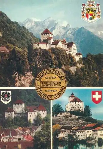 Postcard Liechtenstein Vaduz Castle multi view 1984