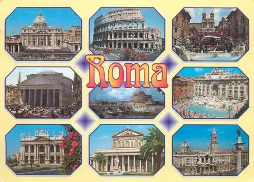 Postcard Italy Rome multi view 2002